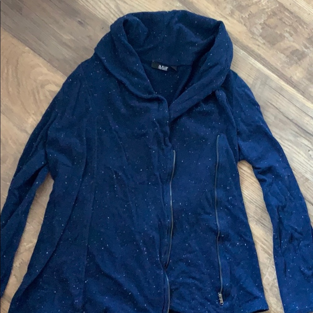 Navy side zip cardigan